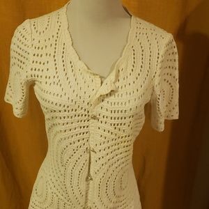 St john button up cardigan white size 6